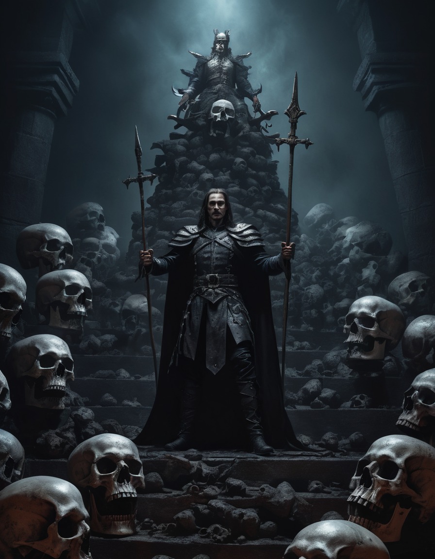 vlad the impaler, skulls, dungeon, darkness, medieval, ruler