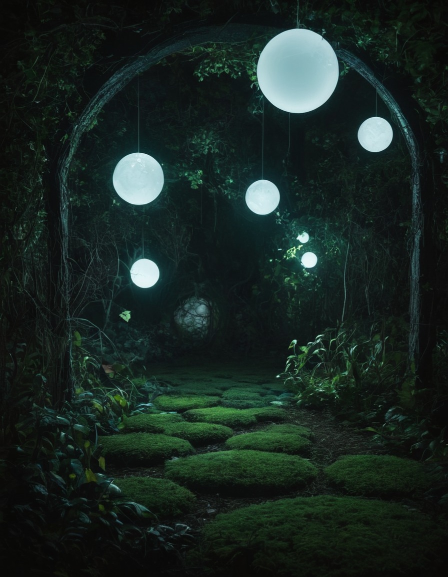 mystical, magical, fantasy, nature, light, garden, orb