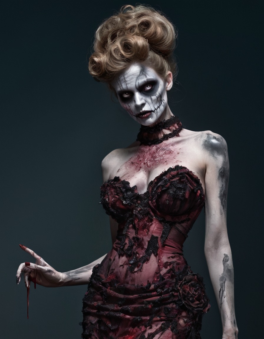 zombie, glamorous, evening gown, charisma, allure, nsfw