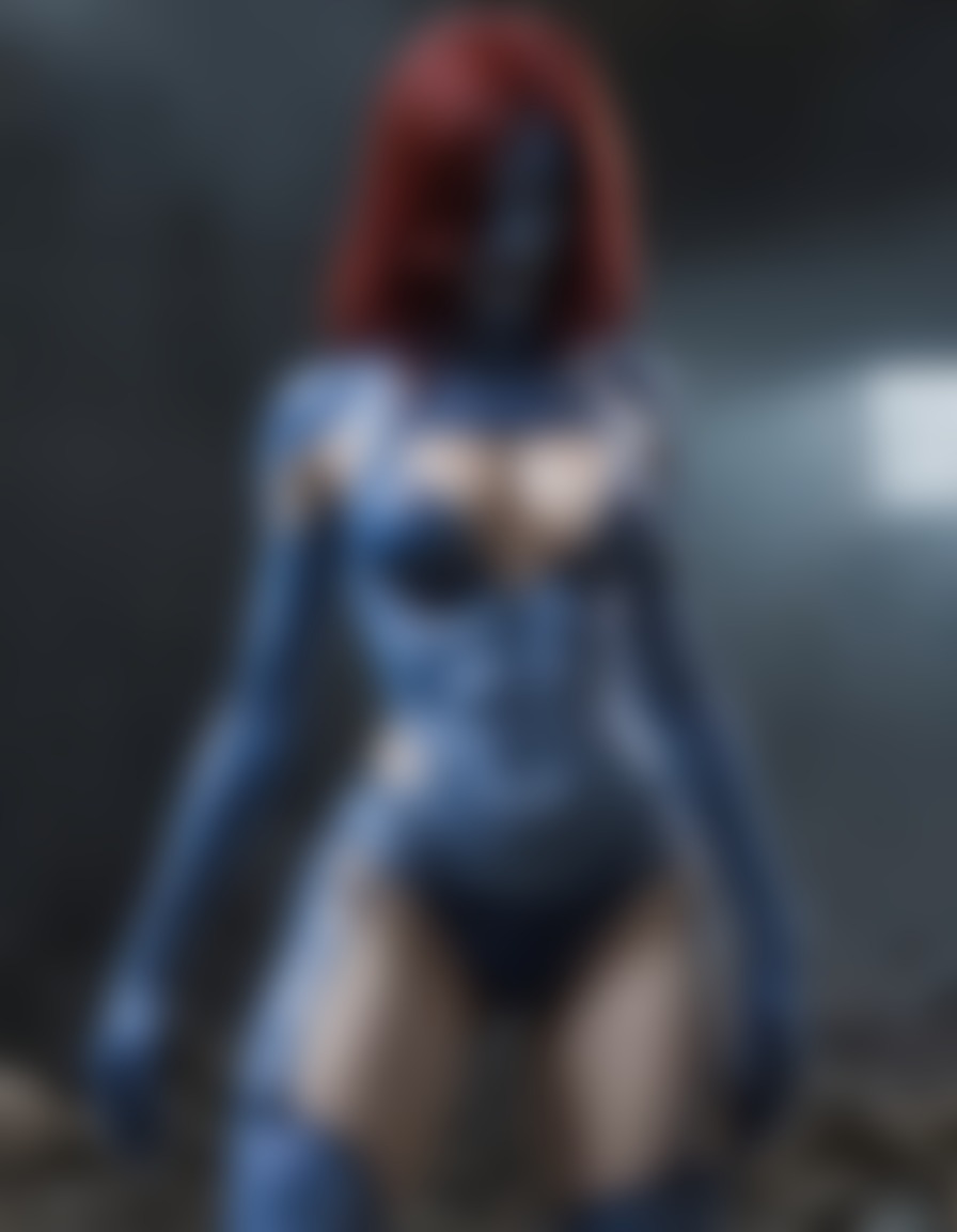 mystique, x-men, ripped clothing, battle aftermath, superhero, transformation, action-packed