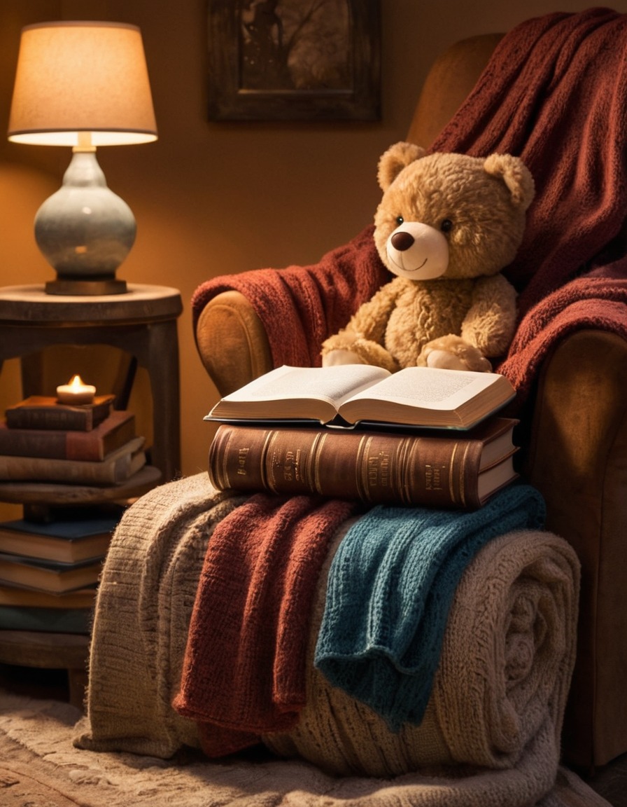 cozy, plush, reading nook, books, blanket, interior design, home, interior