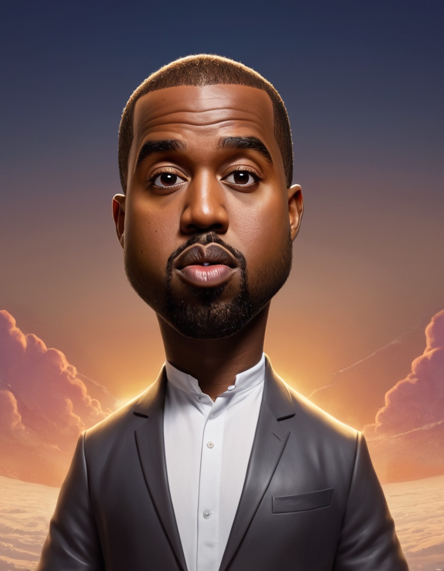 kanye west, caricature, comedy, humor, celebrity, musician, entertainment