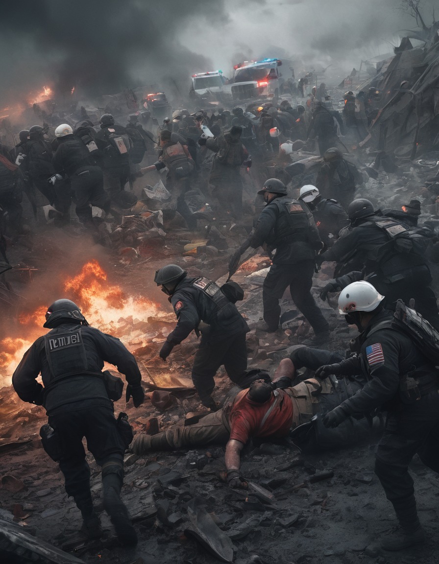 emergency, responders, civilians, battle chaos, war, usa