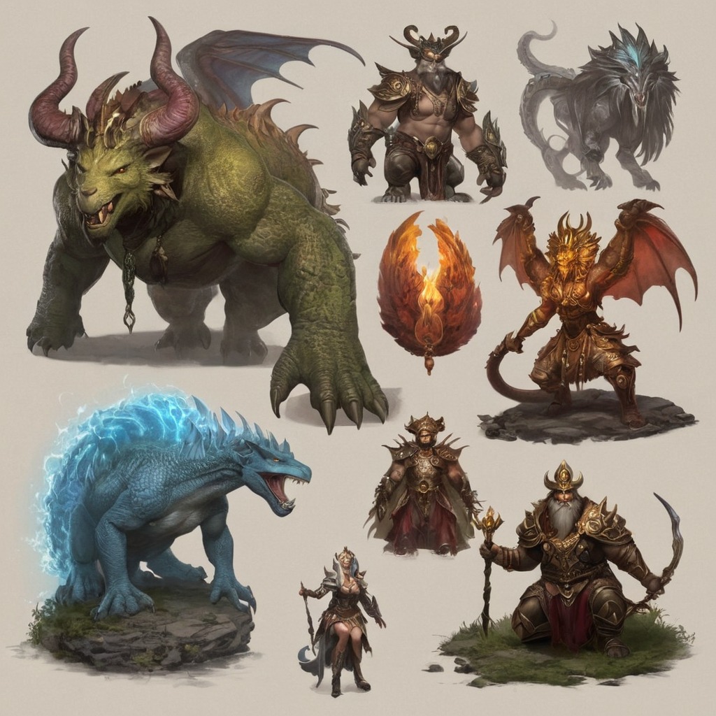 characterdesign, warrior, magic, fantasyart, dnd, monster, rpg, creature, mythology, beast, dreamup, ai_art