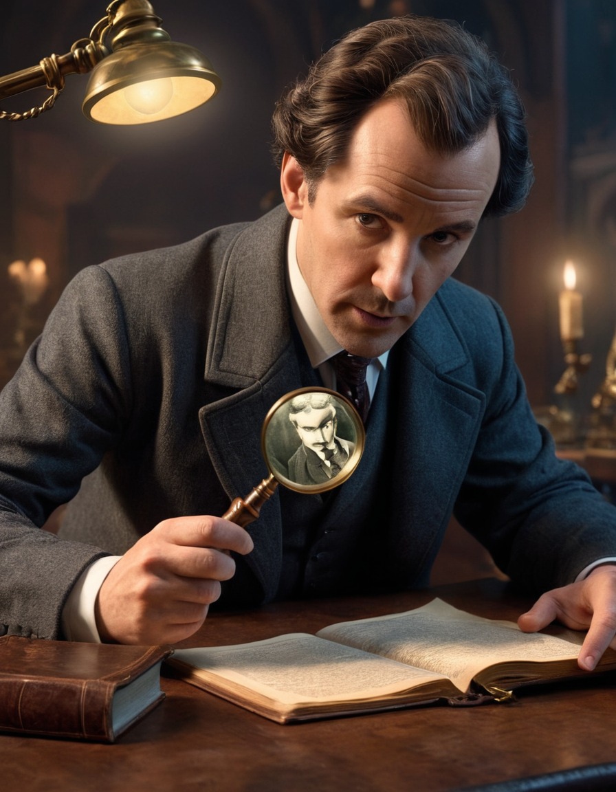 sherlock holmes, detective, magnifying glass, comical, mystery, adventure, books