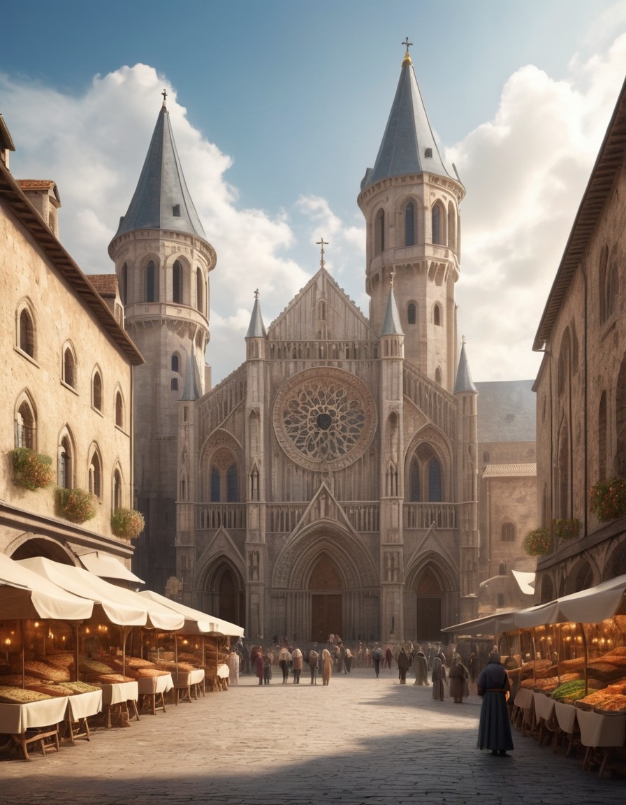 romanesque, cathedral, medieval, market square, architecture, history