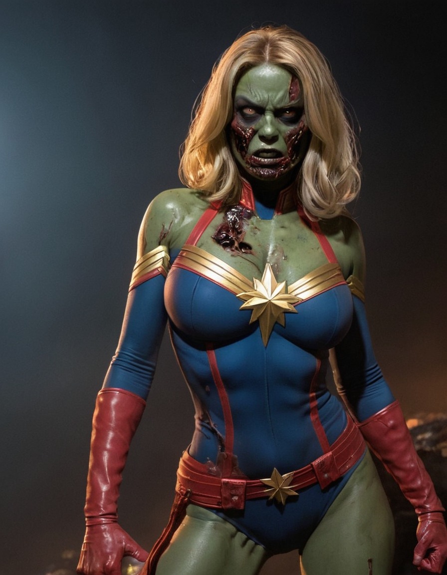 zombie, captain marvel (marvel comics), undead, superhero, horror