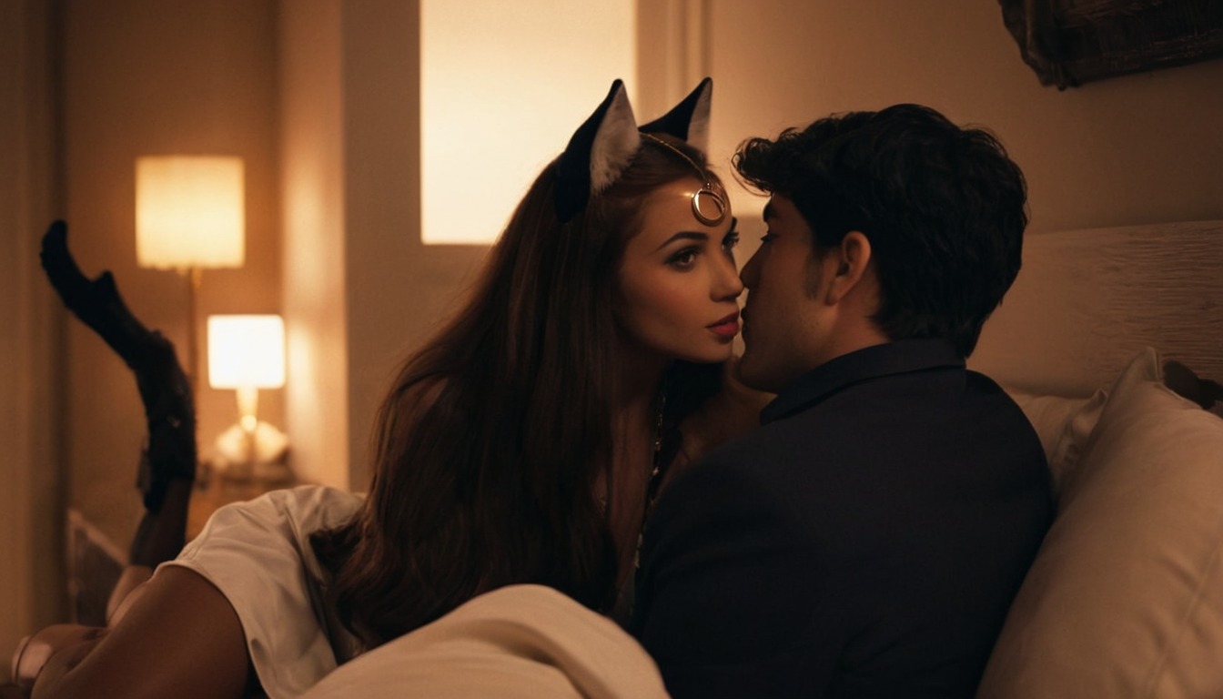 cat, catgirl, anthro, anthropomorphic, couple, cute, female, furry, gif, girl, girlfriend, hot, hybrid, loving, sexy, transformation, video, werecat, wife, woman