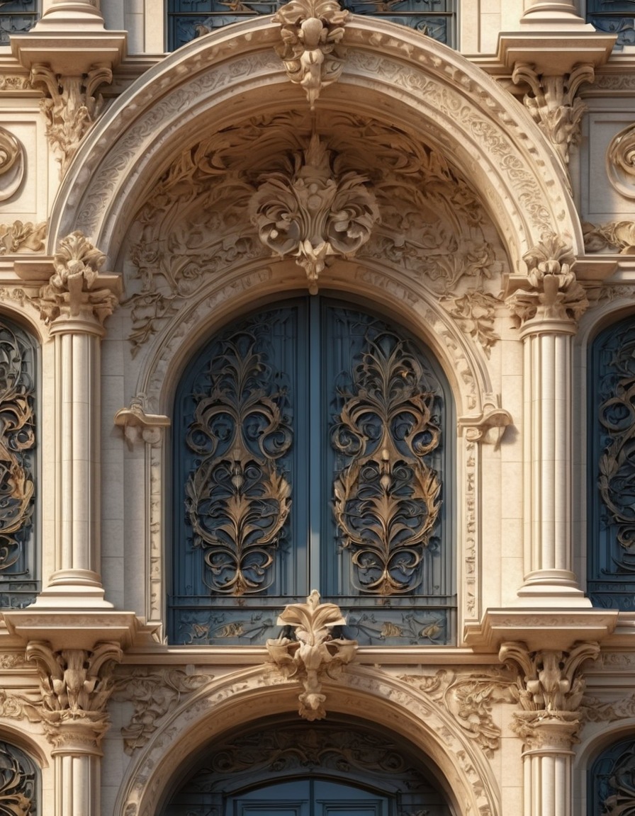 baroque architecture, façade, symmetry, shadows, architecture