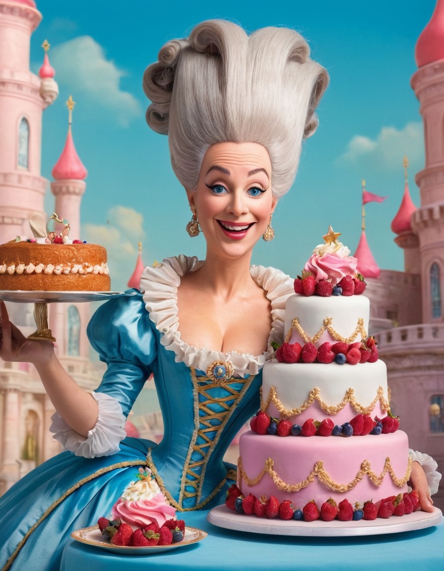 marie antoinette, caricature, cake, funny