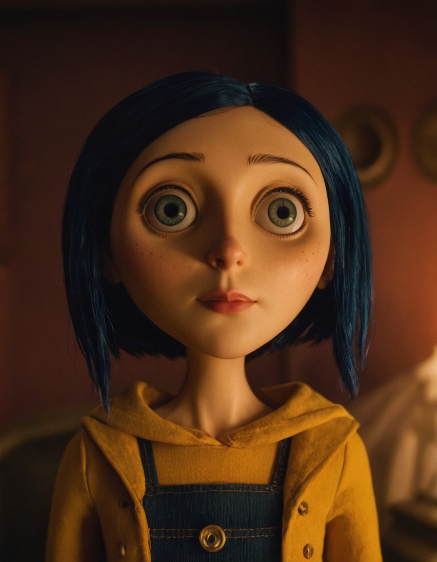 coraline jones, real life, beautiful woman, character transformation, feminine charm, magical realism, modern fairytale