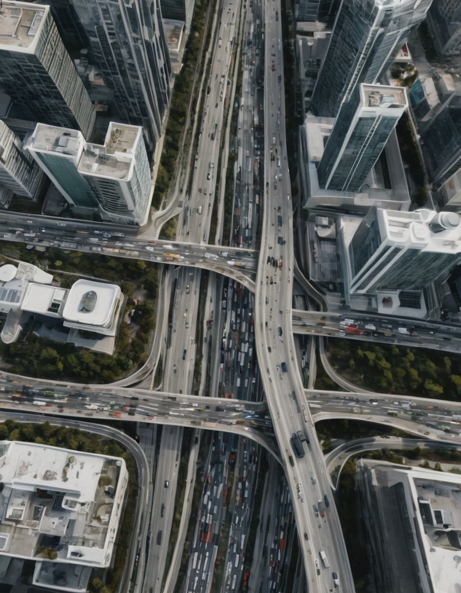 cityscape, aerial view, urban, highways, buildings, modern city, city