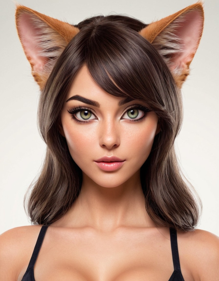 mutations, woman, female, mutated woman, feline features, cat-like eyes, cat ears