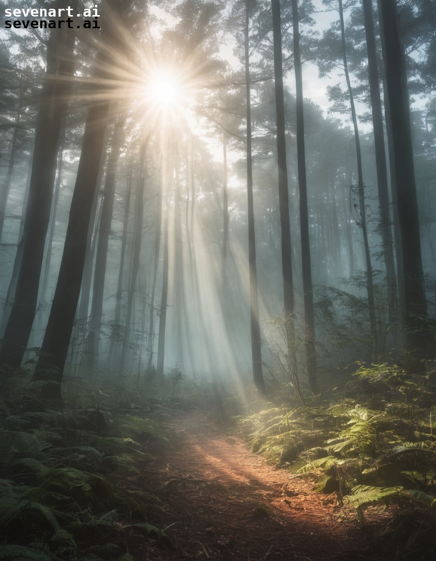 nature, forest, mist, sunlight, mystical