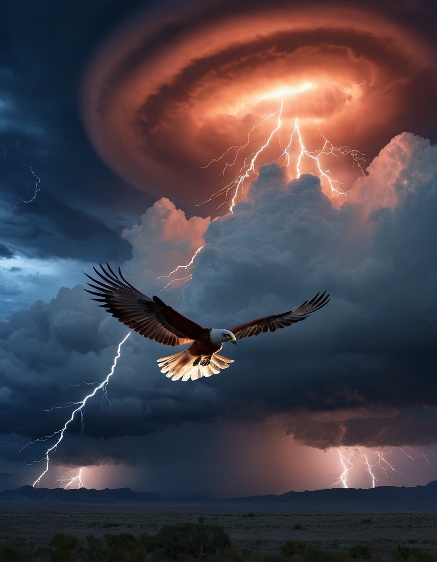 storm, thunderstorm, thunderbird, sky, weather, nature, fantasy