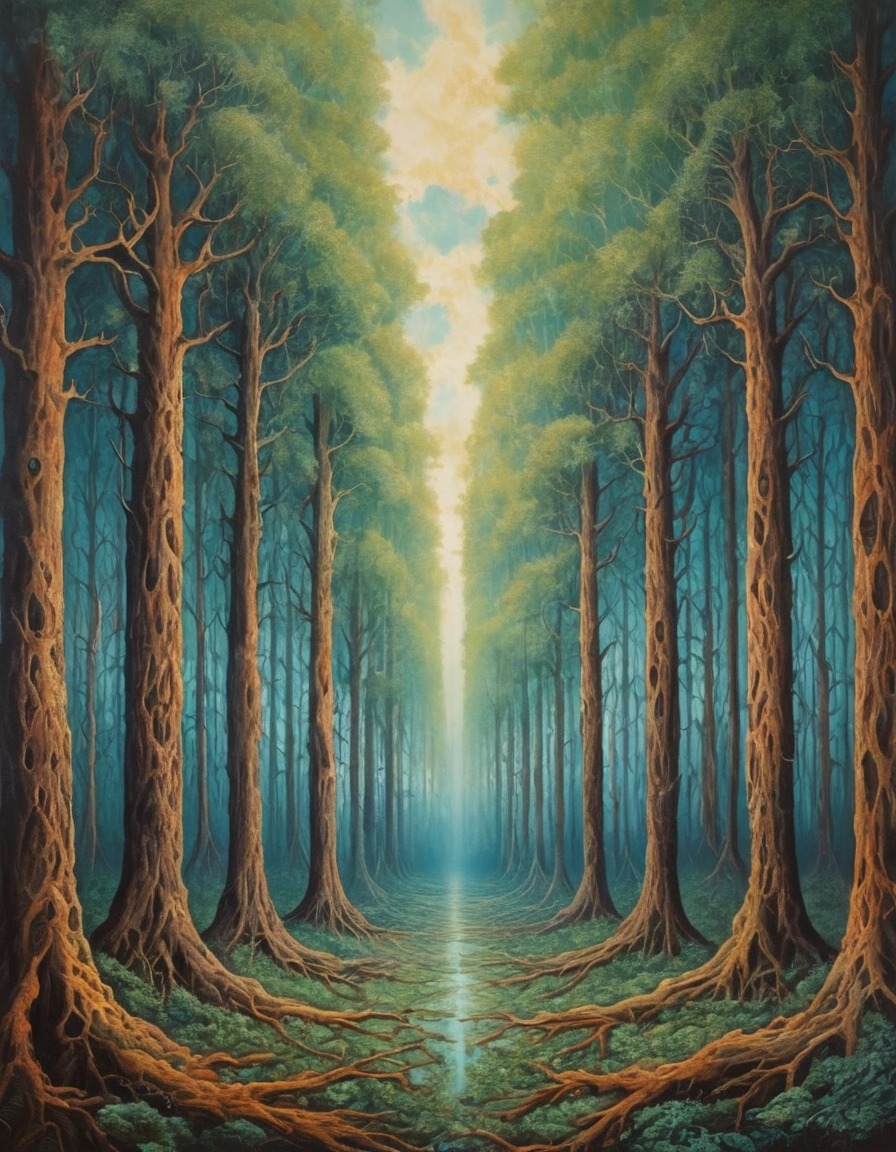 fantasy, surreal, inverted, whimsical, upside down, trees