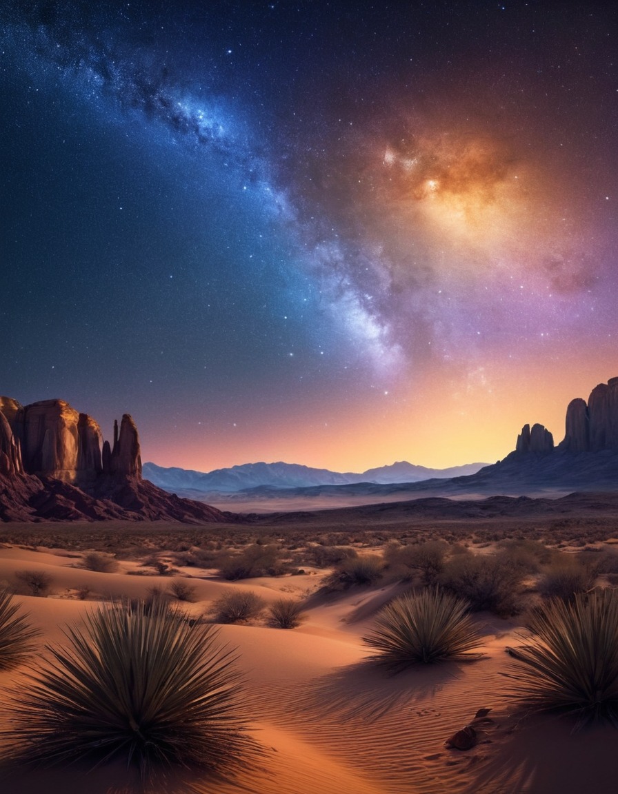 starry night, desert, sky, peaceful, nature