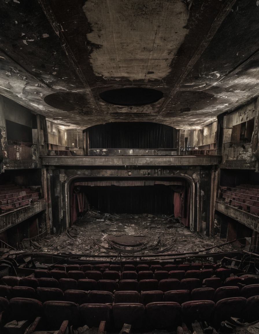 movie theater, abandoned building, urban exploration, cityscape, nostalgia, cinema, big city