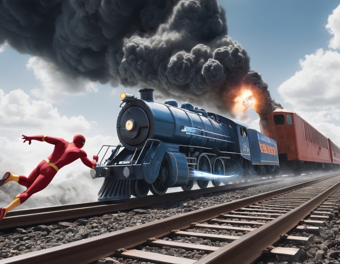 superhero, stopping, train, crash, powers, hero