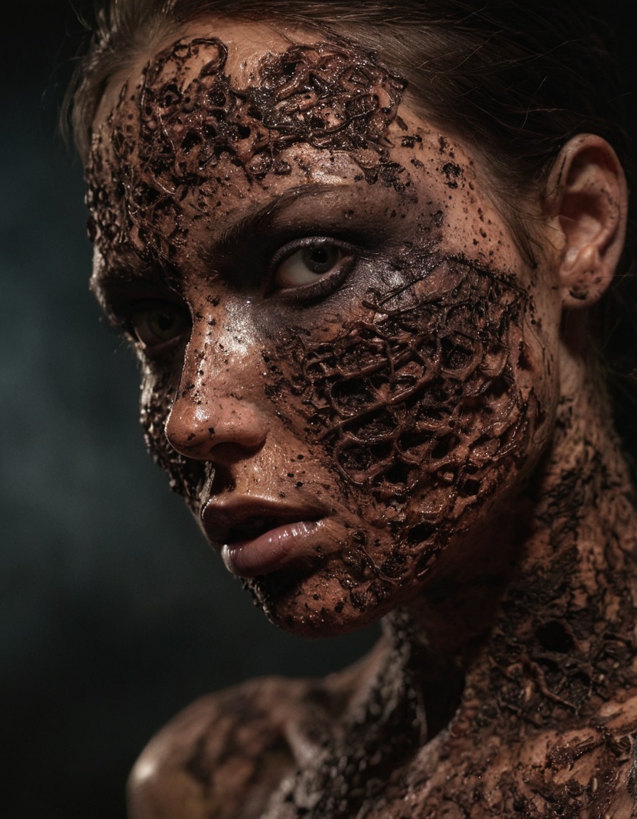 mutation, woman, female, toxic substances, skin condition, sci-fi, body modification