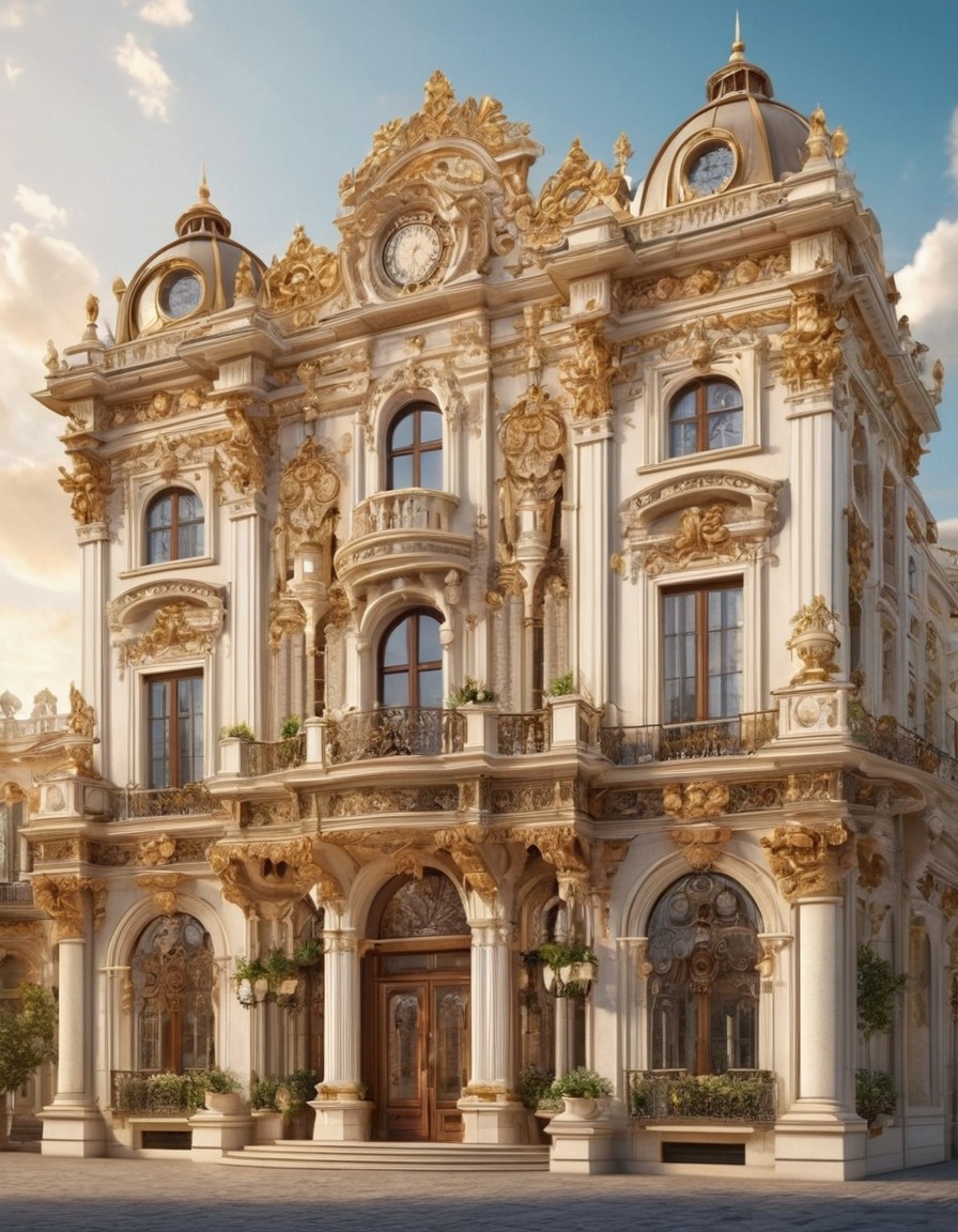 baroque architecture, intricate design, ornate decorations, detailed facade, architecture