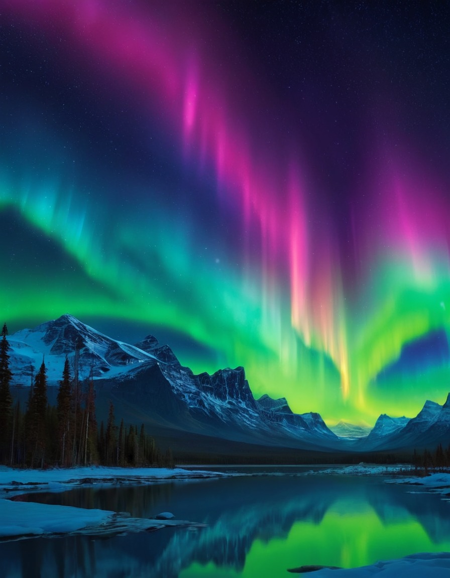 aurora borealis, northern lights, night sky, colors, natural phenomenon