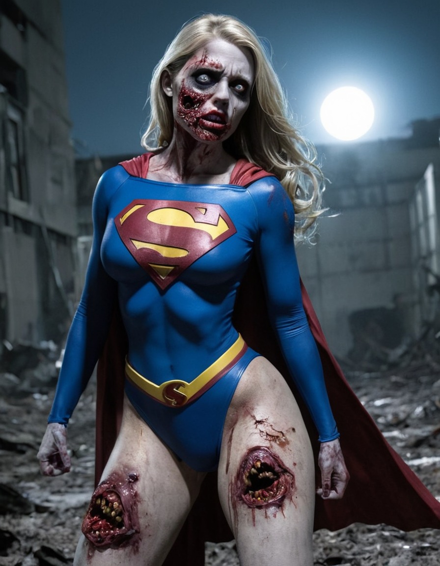 zombie, supergirl (dc comics), dc comics, horror, apocalypse, undead, superhero