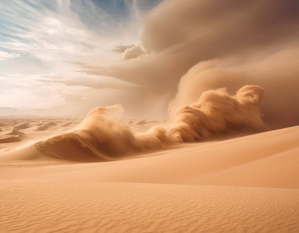 sci-fi, sandstorm, desert, dune, atmospheric landscape