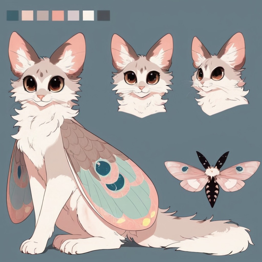 characterdesign, adoptable, adoptablesopen, referencesheet, sale, digitalart, cat, fluffy, animal, feline, originalcharacter, creature