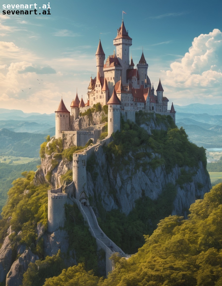 castle, hilltop, landscape, majestic, medieval