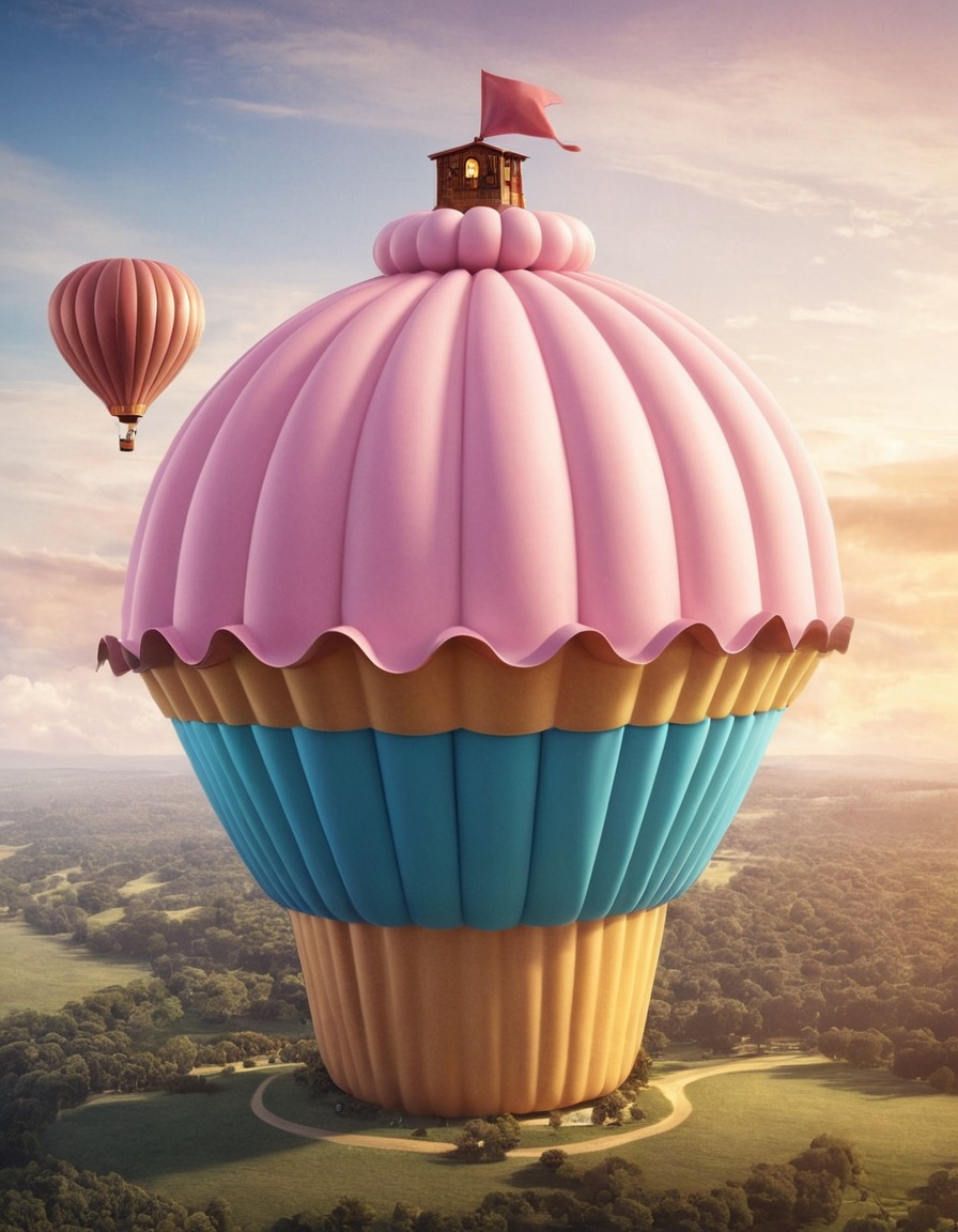 hot air balloon, cupcake, sweet, unique, sightseeing, aerial attraction, sky