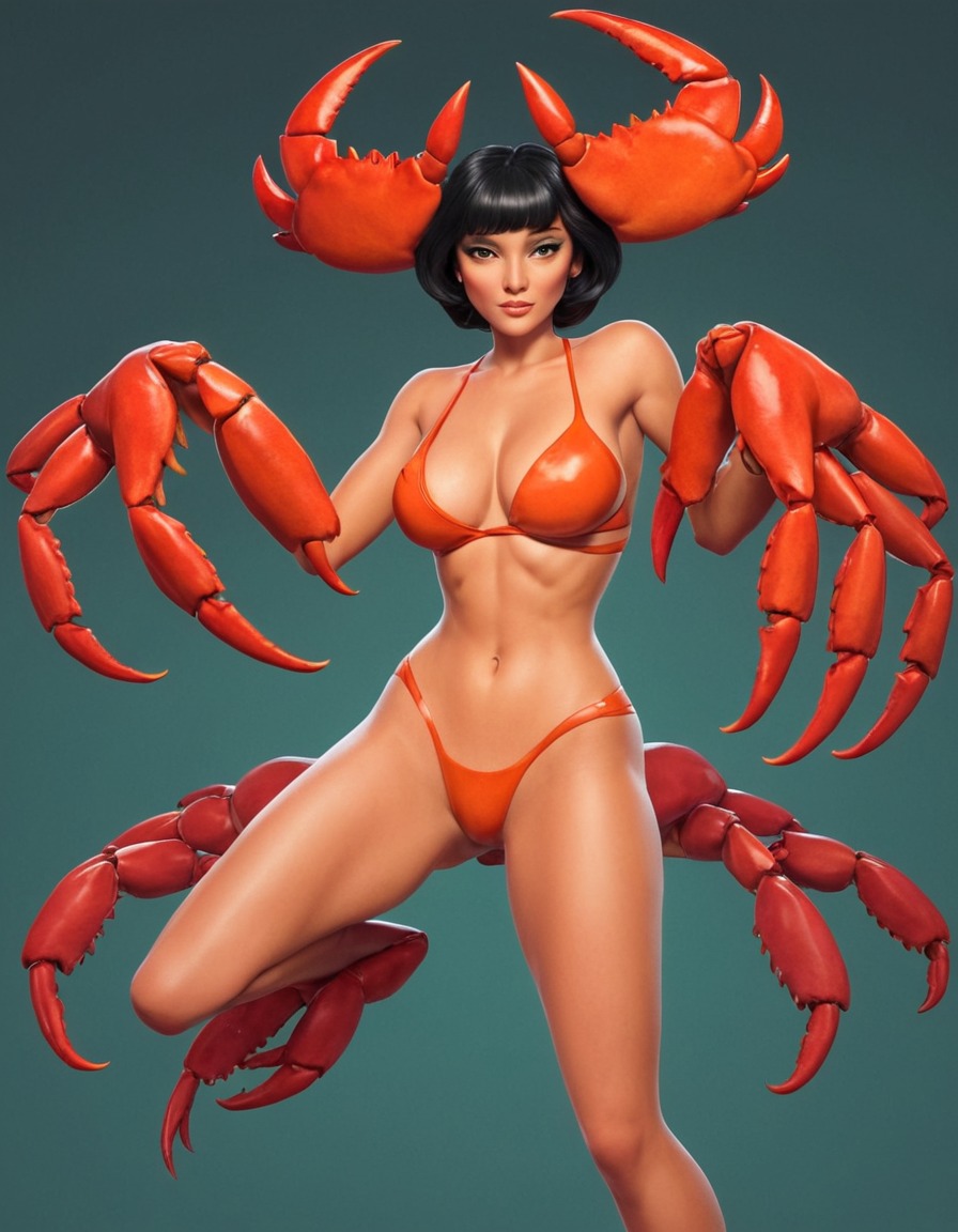 mutations, woman, female, mutated, crab-like, pincers, transformation