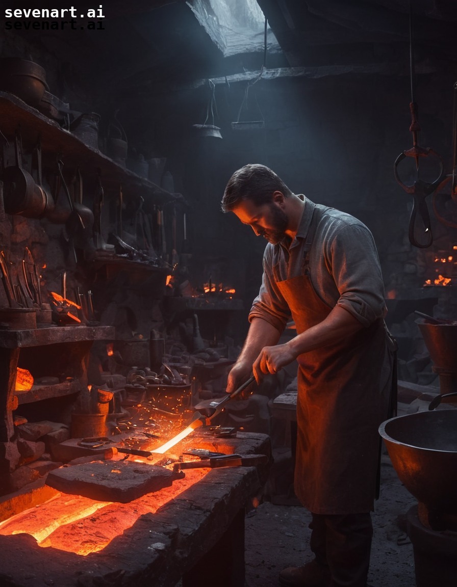 blacksmith, workshop, craftsmanship, forging, tradition, middle ages