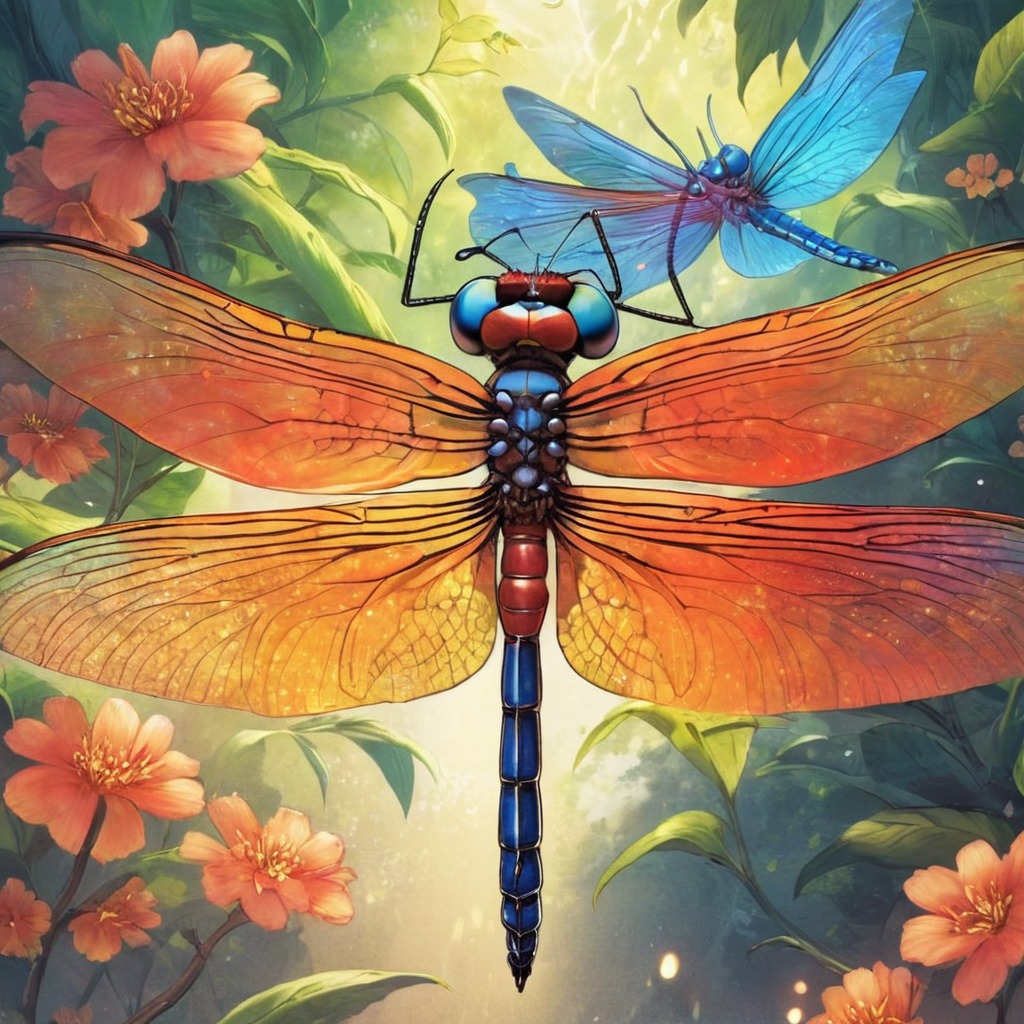 digitalart, fantasyart, insect, butterflies, dragonfly