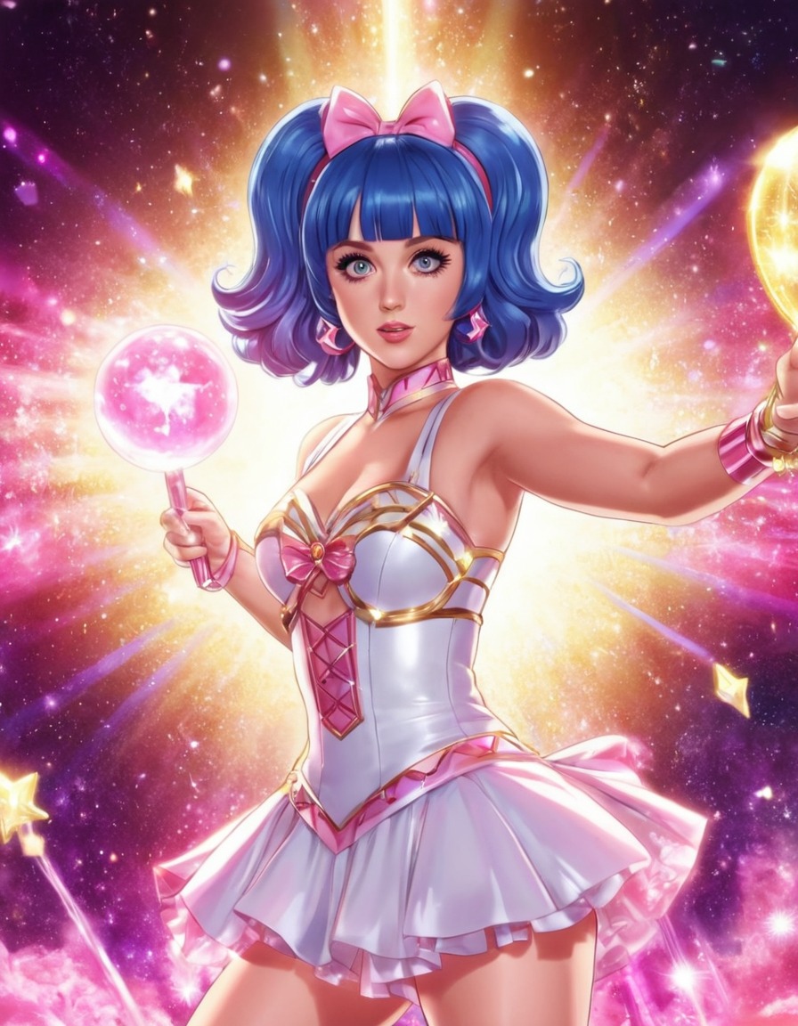 katy perry, magical girl, anime, transformation, sparkly