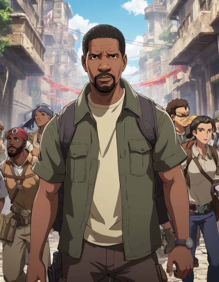 denzel washington, anime, hero, adventurers, quest, leadership