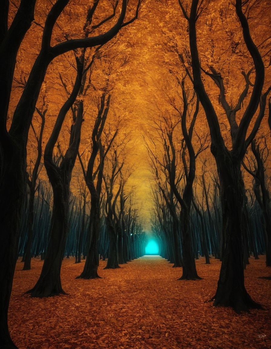 mystical, glowing trees, wishes, whispered, grove