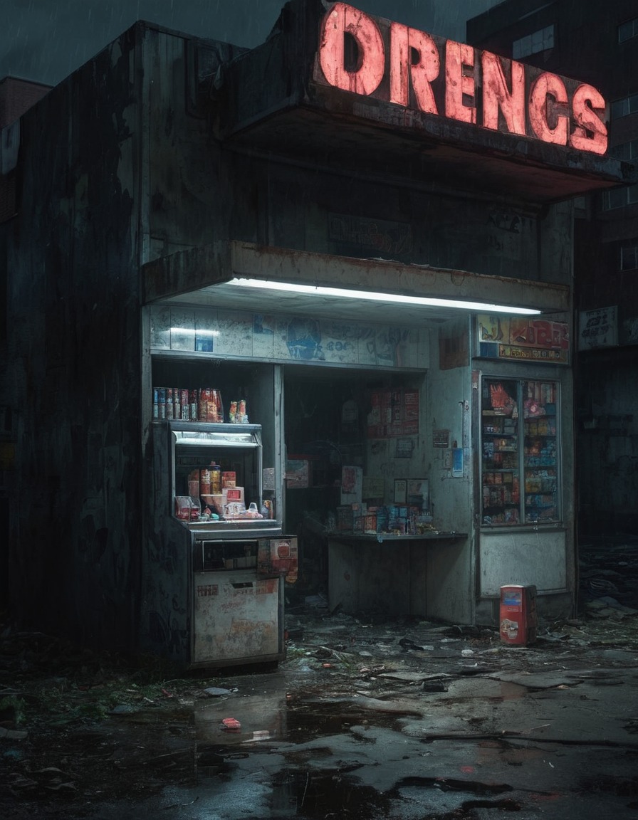 convenience store, abandoned building, urban decay, big city, store closure, neglected, cityscape