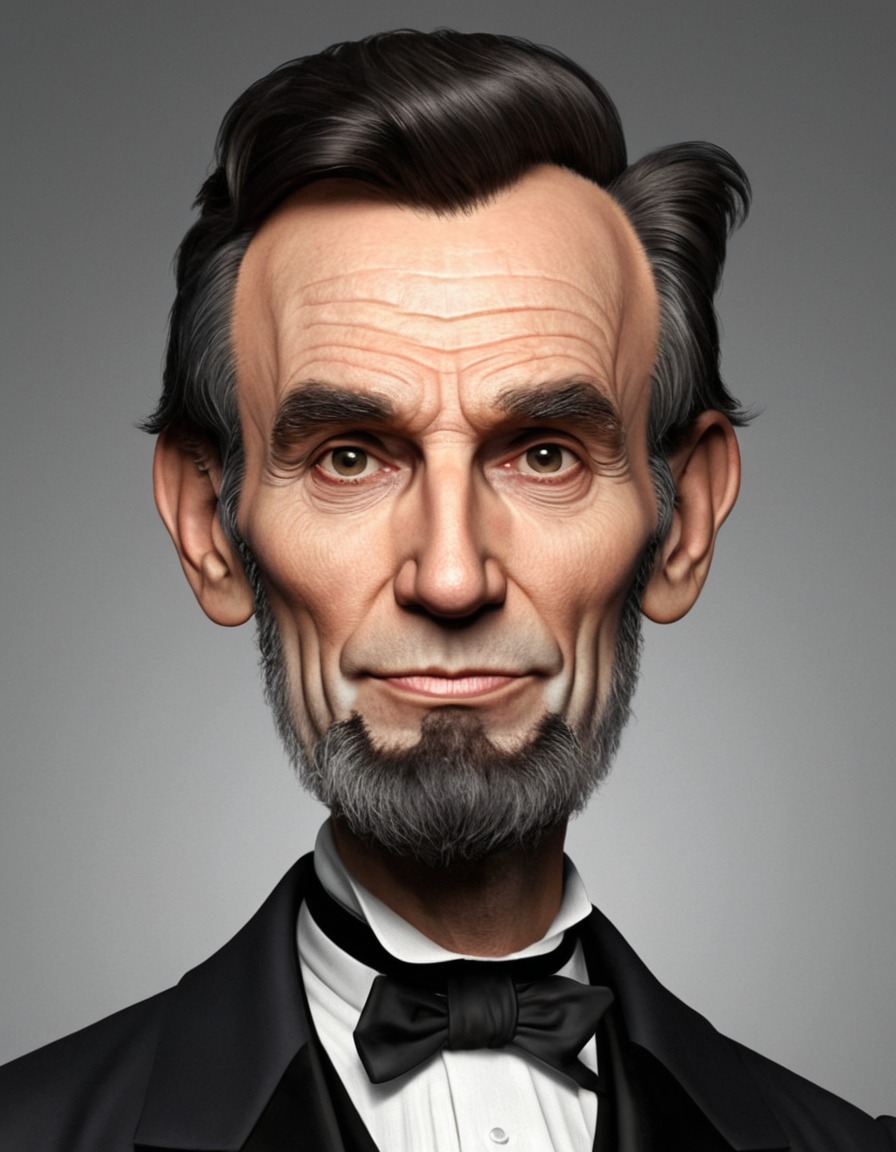 caricature, abraham lincoln, exaggerated, humorous, funny