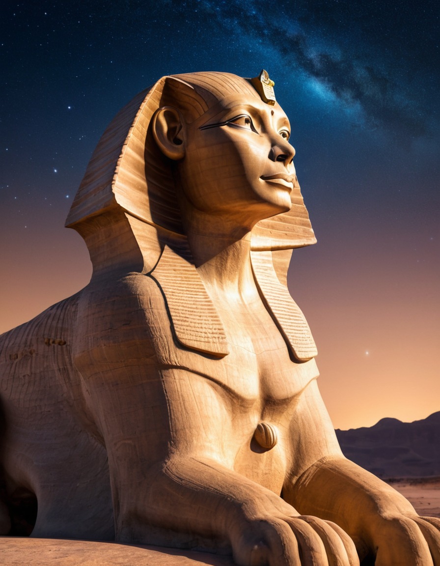 sphinx, ancient, night sky, mythology