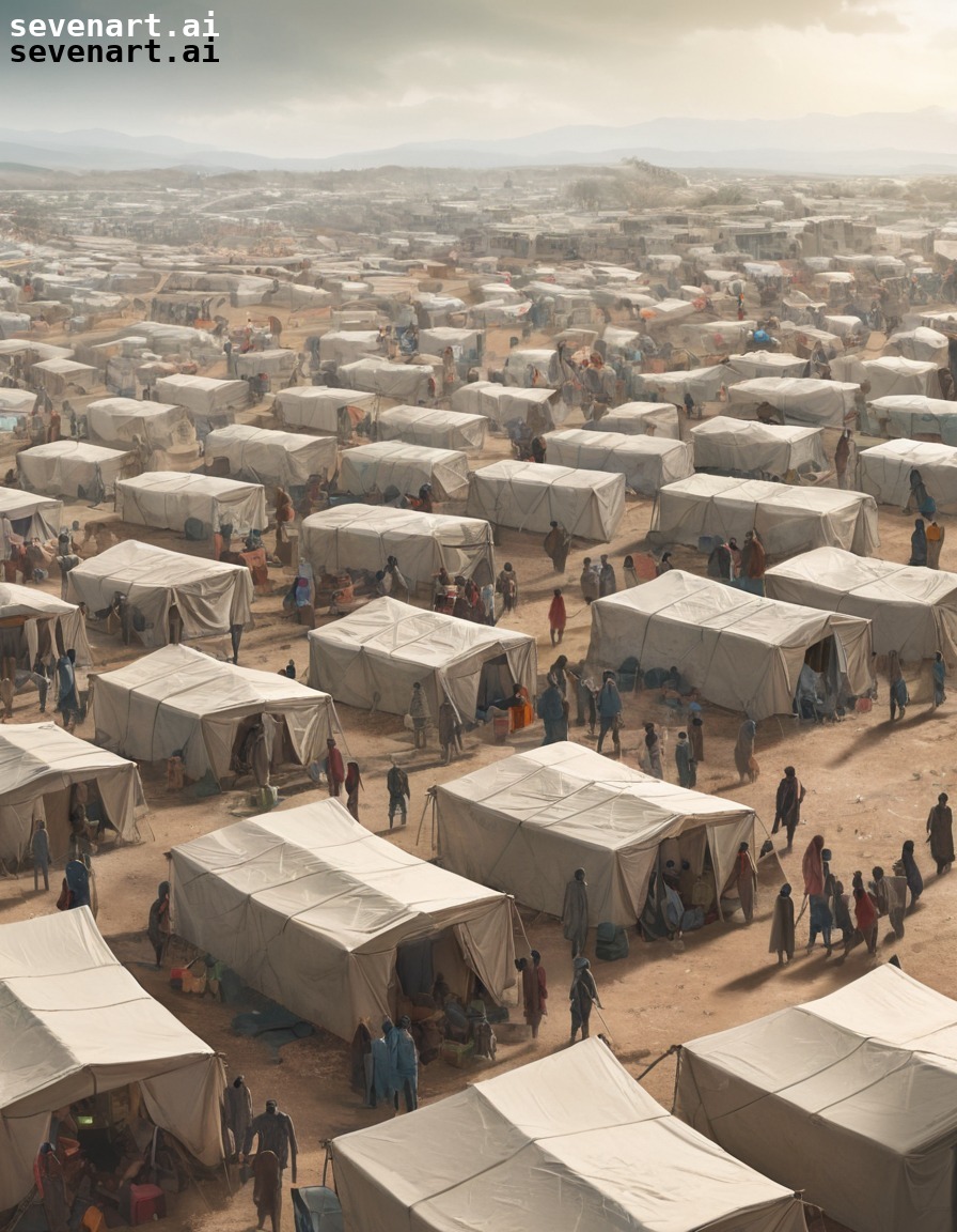 refugee camp, displaced families, war, crisis, shelter