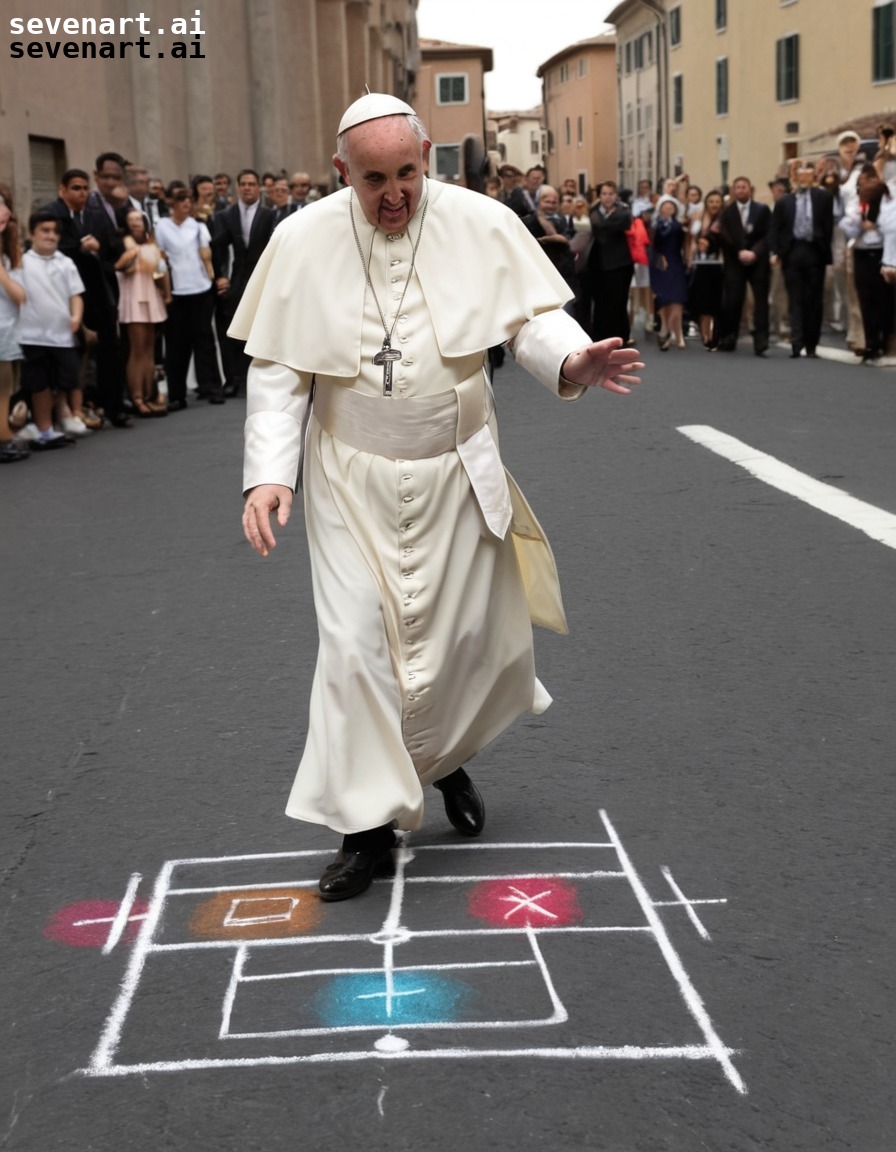 religion, playful, sidewalk, hopscotch, vatican city, pope francis, vatican