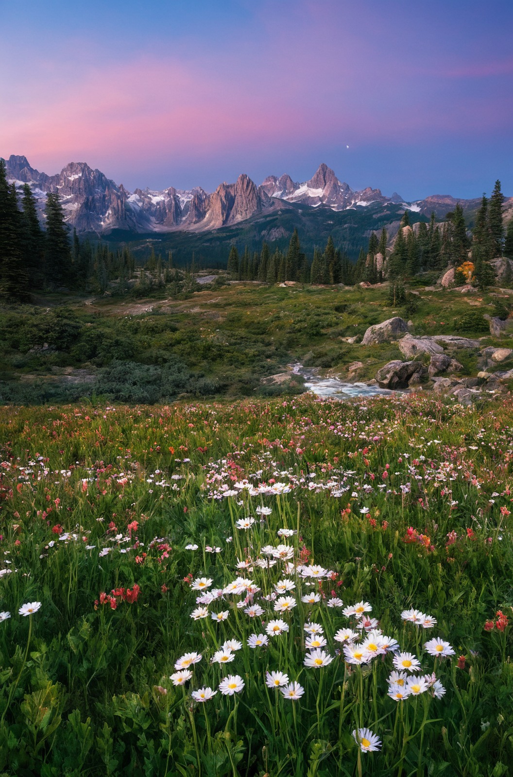 mt. rainier, mount rainier, mount, landscape, wild flowers, purple sky, nature, beautiful, flowers, usa, washington, nature aesthetic, petitworld favs