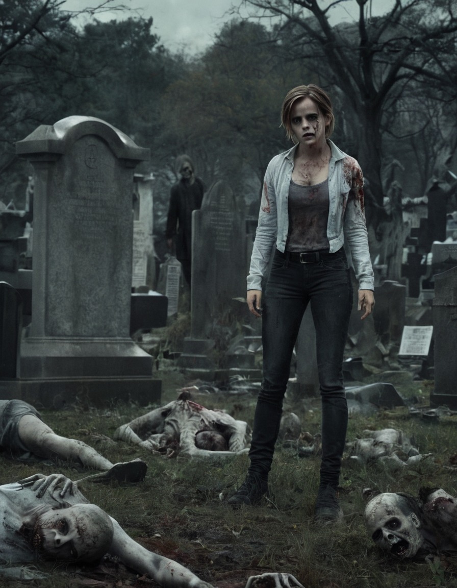 emma watson, zombie, graveyard, horror., celebrities