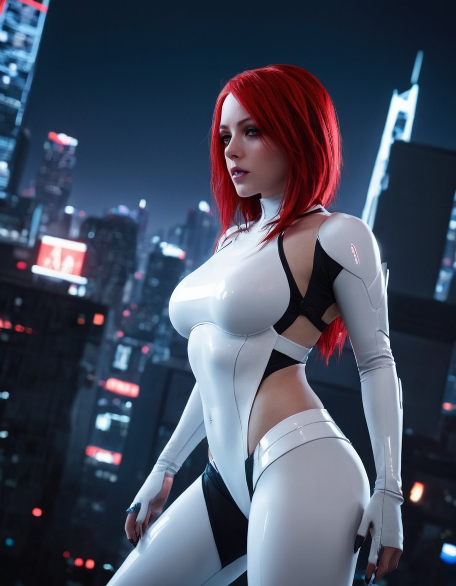 video game, mirror's edge, faith connors, parkour, cityscape, red hair, neon lights, games, dark