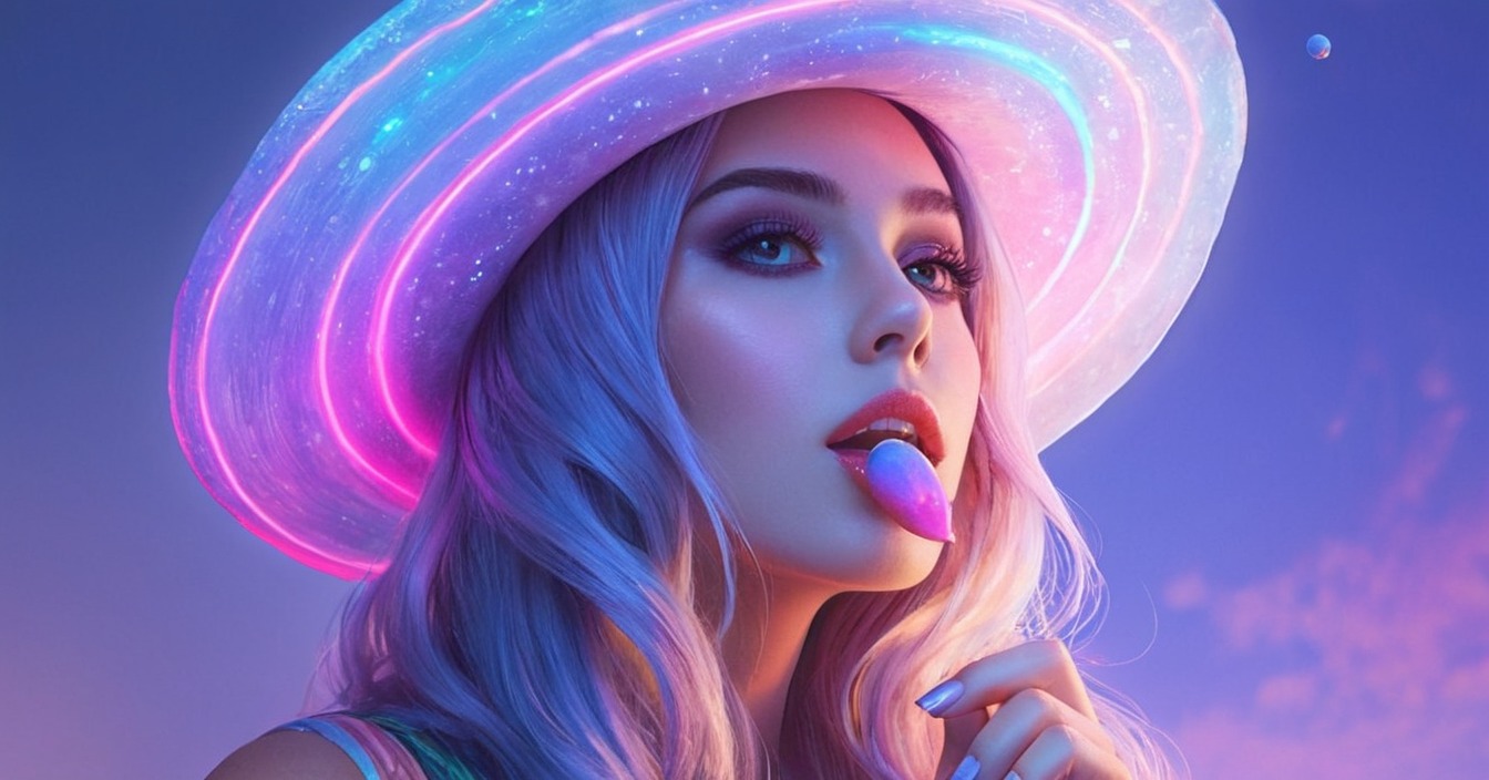 digitalart, portrait, magic, fanart, characterdesign, beauty, fantasyart, digitalpainting, makeup, neon, anime, candy, woman, womanbeautiful, neonwoman, art