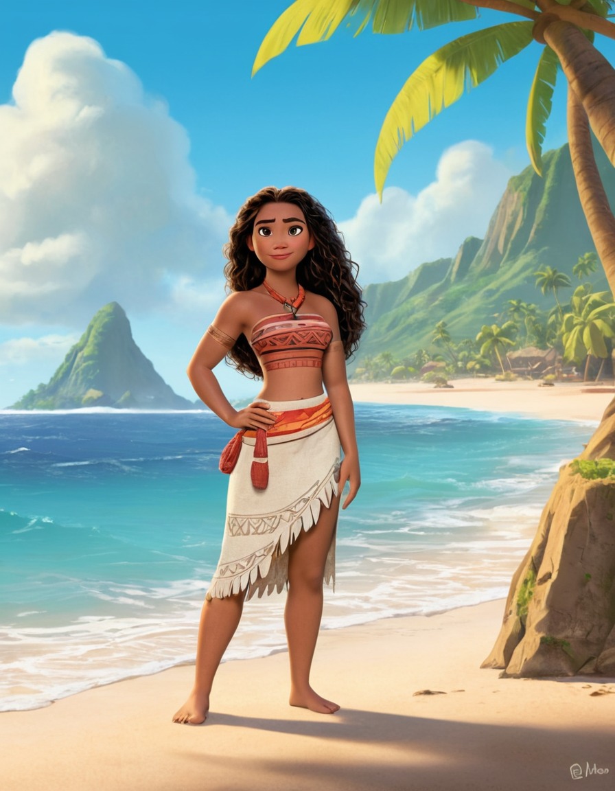 moana, disney, animated film, polynesian culture, ocean, adventure, painting