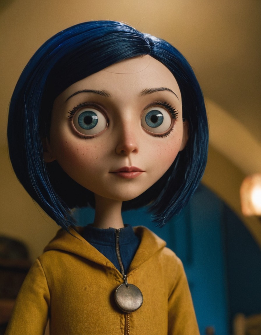 coraline jones, beautiful woman, reimagined character, fictional character, neil gaiman, animated movie, fantasy