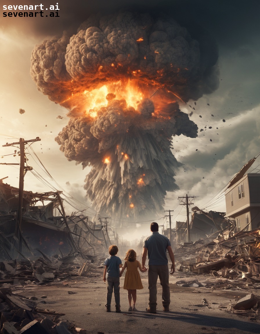 nuclear blast, family, separation, chaos, devastation, nuclear weapon, atomic bomb