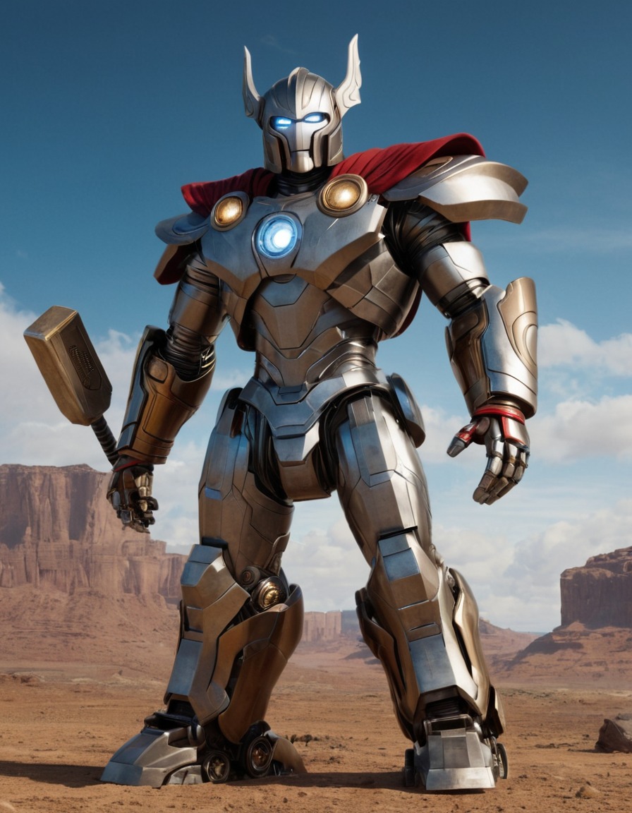 thor, robot, marvel, fiction, superhero, avengers